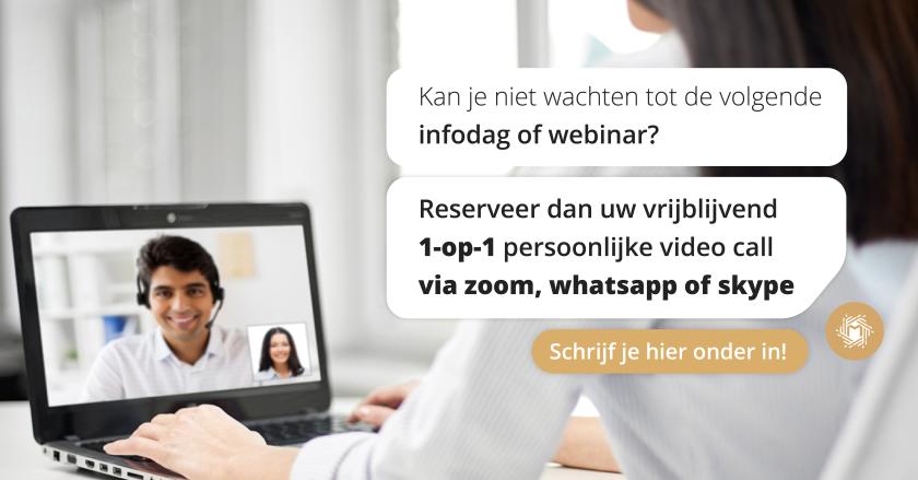 Videocall via whatsapp, skype of zoom Online, persoonlijk en direct contact