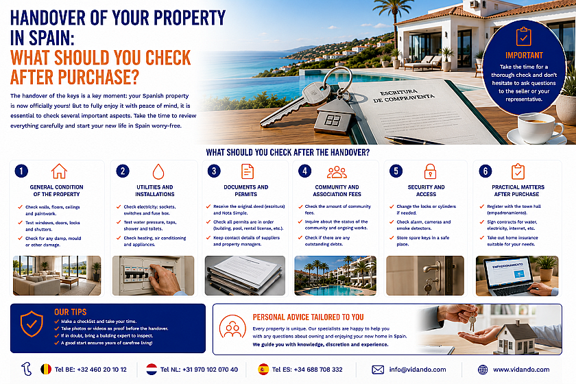 Property Handover in Spain: What Should You Check Before the Purchase Is Truly Complete? in Vidando Estates