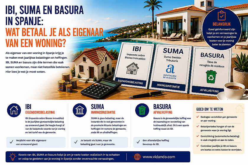 IBI, SUMA en basura in Spanje: wat betaal je als eigenaar van een woning? in Vidando Estates