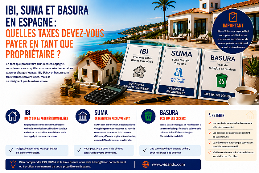 IBI, SUMA et basura en Espagne : quelles taxes devez-vous payer en tant que propriétaire ? in Vidando Estates
