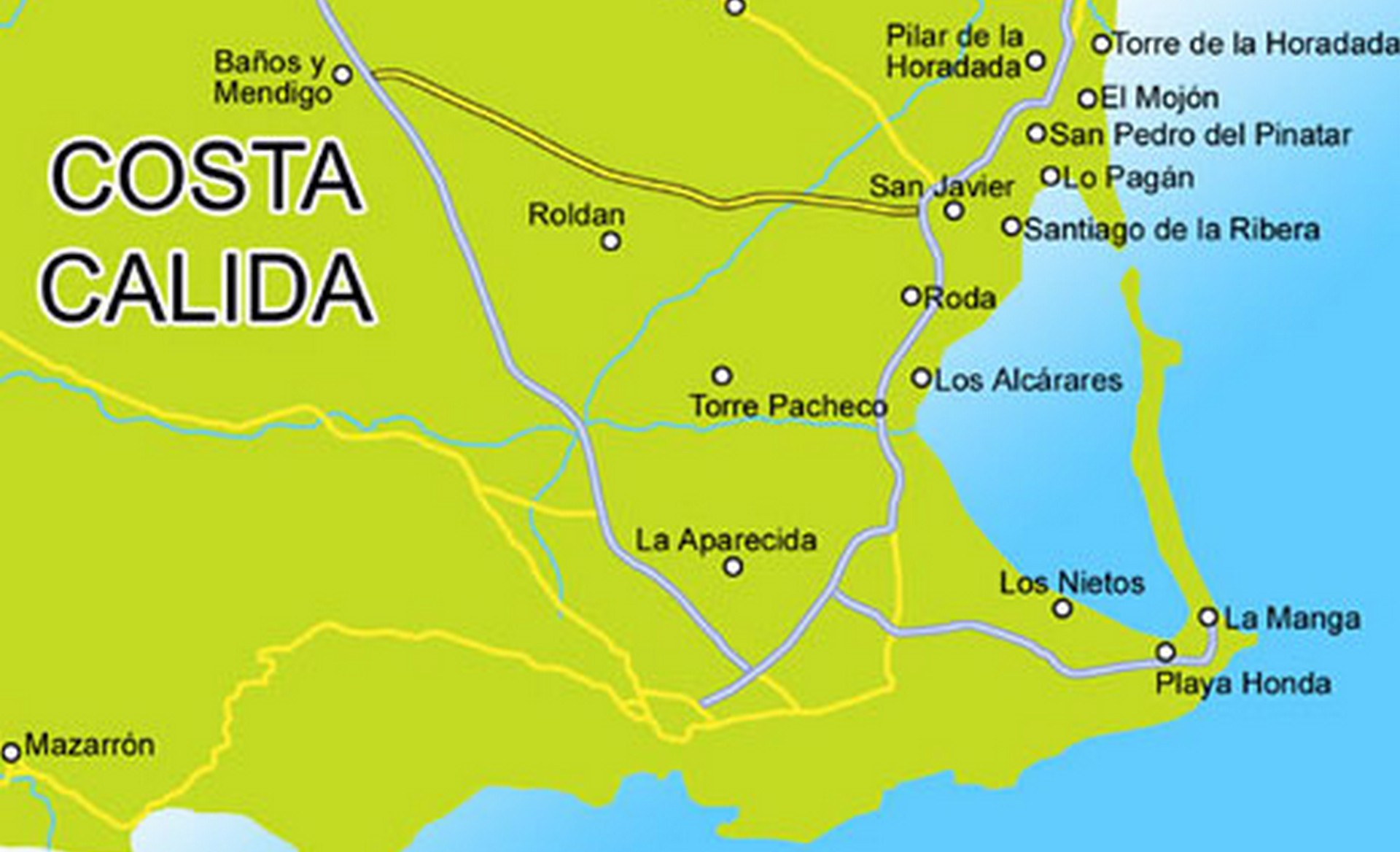 Costa Calida map Costa Calida kaart