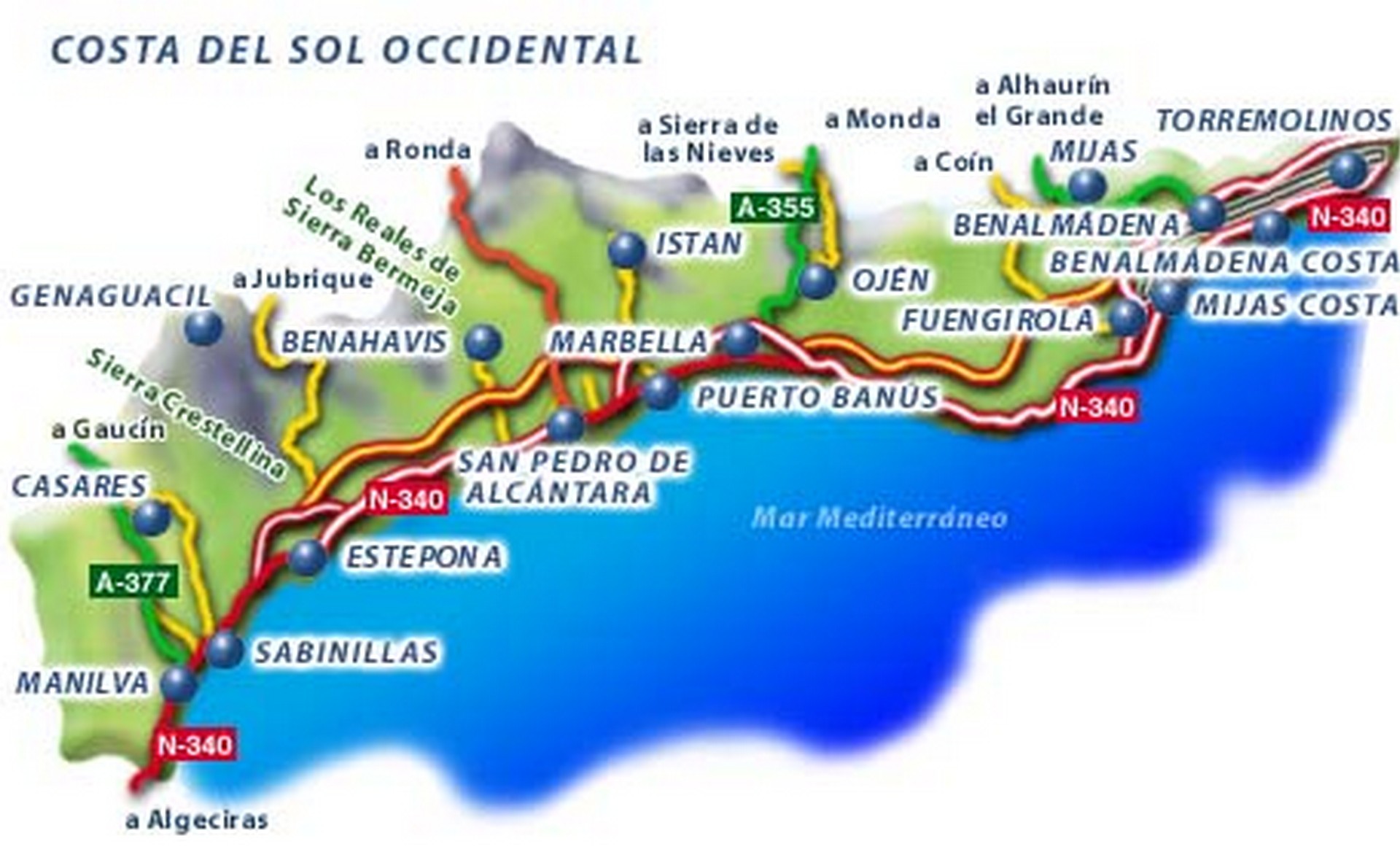 Costa del sol kaart Costa del sol kaart